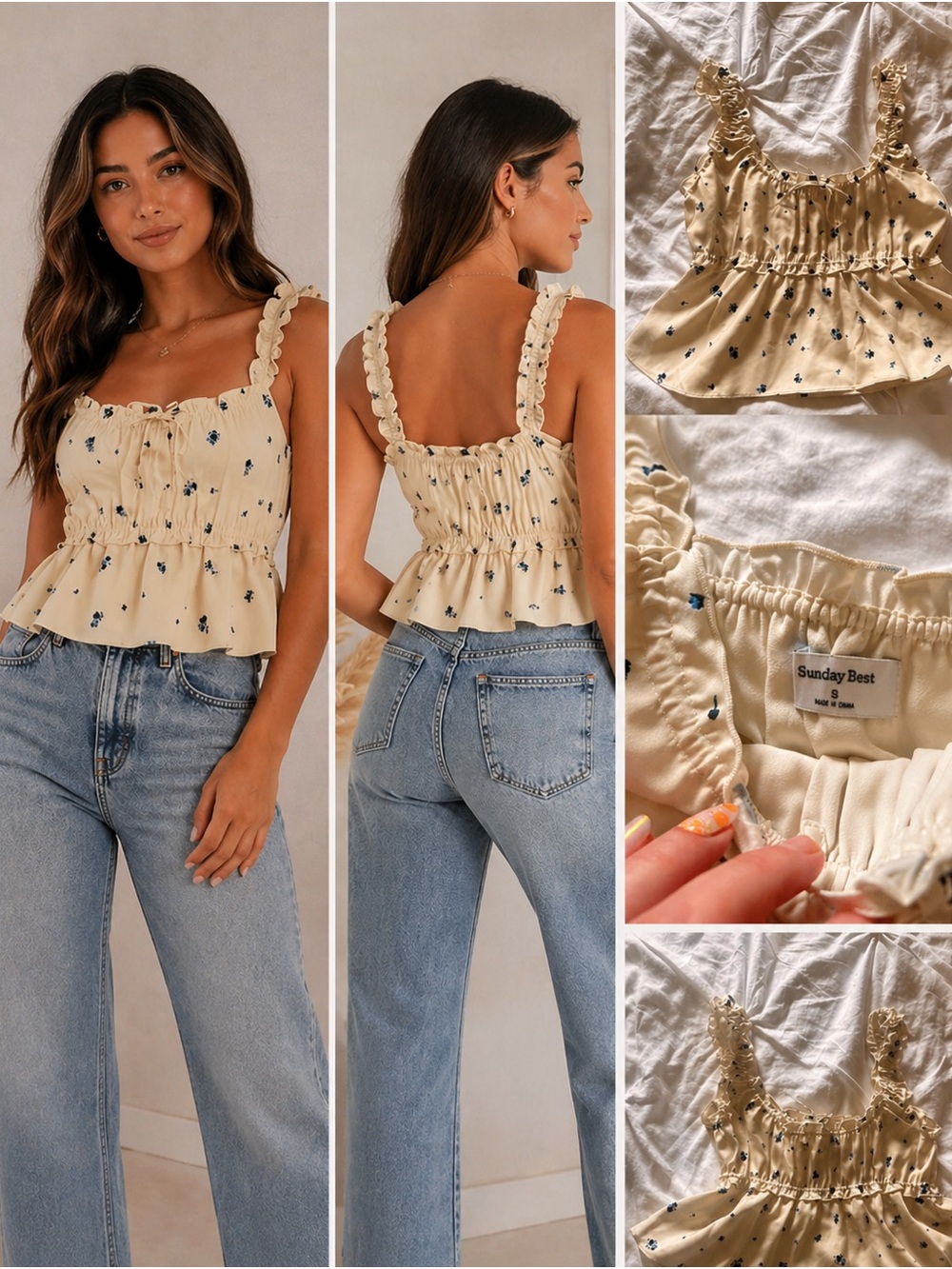 Aritzia Sunday Best Floral Peplum Top Small Cottagecore